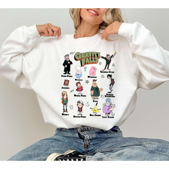 Gildan | Tops | Gravity Falls Character And Mysteries Textbook Shirt ...